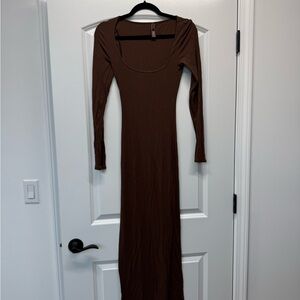 Skims Soft Lounge Cocoa Long Sleeve Dress